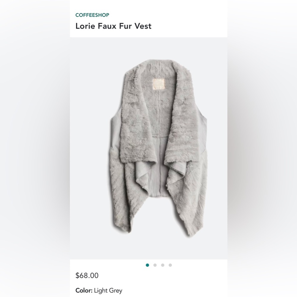 Coffeeshop Loree faux fur vest. Originally purchased from Stitchfix.